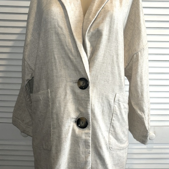 ZARA LINEN RUSTIC SAND CREAM OVERSIZED BLAZER size S - Picture 5 of 10